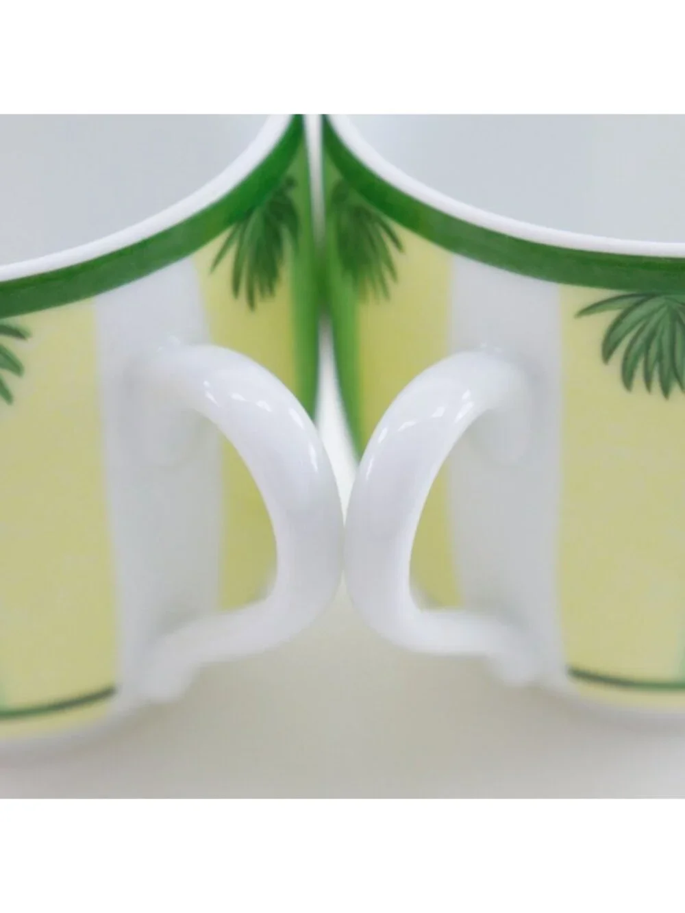 Hermes Green Demitasse Cup & Saucer Pair Set Africa Ceramic Yellow Tableware